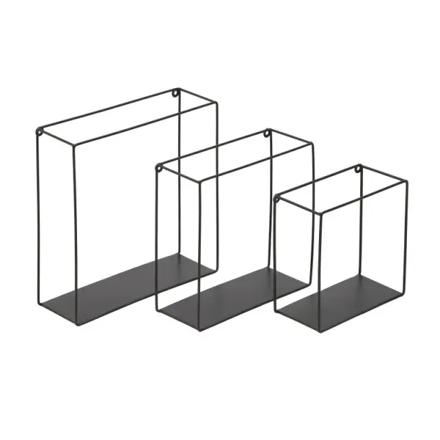 Ράφι Τοίχου Μαύρο Μέταλλο 30x10x30/25x10x25/20x10x20cm Σετ 3τμχ 6-50-180-0021