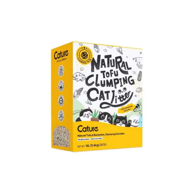 Cature Tofu Betonite Clumping Cat Litter Βιοδιασπώμενο Υπόστρωμα Υγιεινής για Γάτες 14L (5,6Kg) Μονόχρωμο