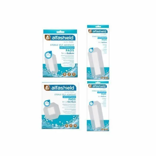 Alfashield Sterile Self-Adhesive Waterproof Pads Αδιάβροχο Αυτοκόλλητο Επίθεμα 10x10 cm 5 τμχ