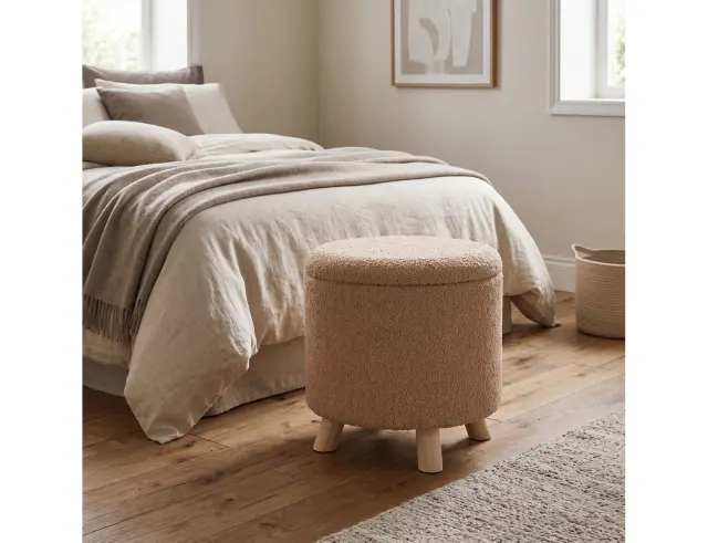 Σκαμπό Home & Styling Collection με αποθηκευτικό χώρο και διαστάσεις 40x37cm - Beige AAK400210