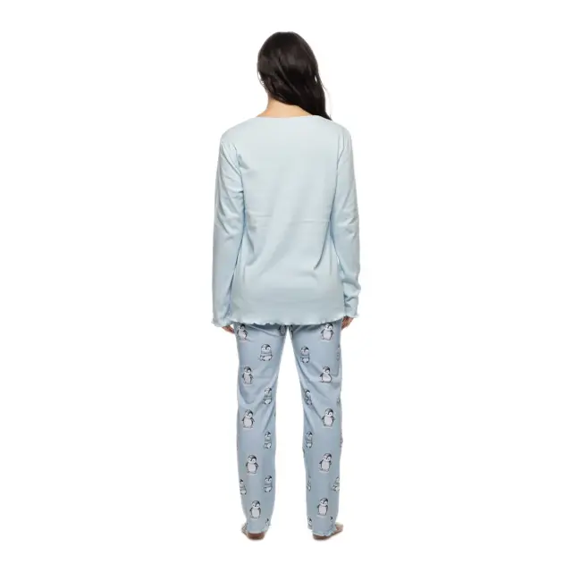 Galaxy Γυναικεία Πυτζάμα Penguins, Χρώμα Baby Blue 2