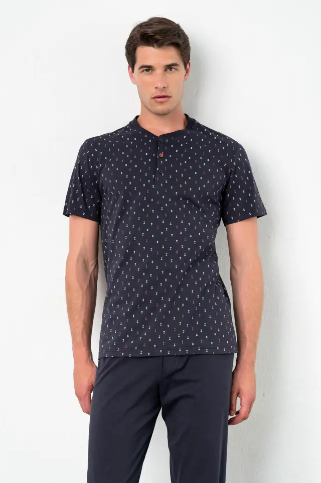 Uomo Di Vamp Ανδρική Πιτζάμα Με Πατιλέτα 3 Τεμάχια Blue Captain - 2XL 2