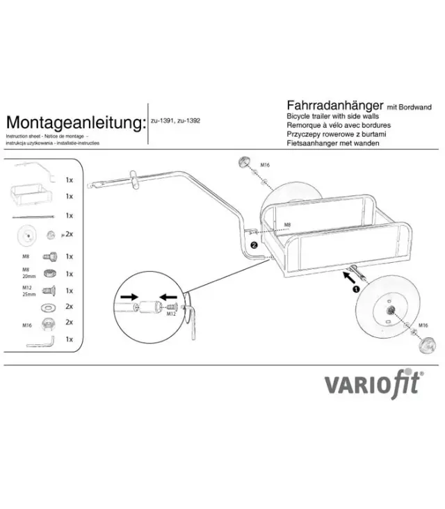 Variofit zu-1392 Τρέιλερ Ποδηλάτου Μεταφοράς Εμπορευμάτων για Φορτίο Βάρους ως 150kg 3