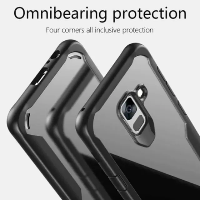 OEM Κάλυμμα Πλάτης για Samsung Galaxy A8 Plus (A8+) 2018 Transparent Acrylic Back & Silicone Frame 3