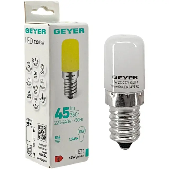 Λαμπάκι LED νυxτός T20 1.3W E14 Geyer κίτρινο 45lm