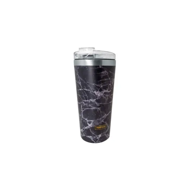 Nerthus Ανοξείδωτo Ποτήρι Θερμός 500ml / Double Wall Mug (2 σχέδια) Black Marble