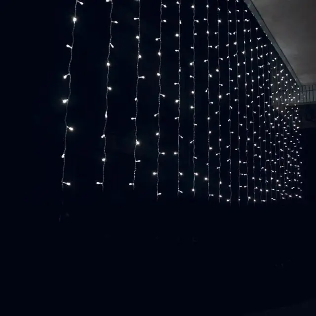 Χριστουγεννιάτικα Λαμπάκια Κουρτίνα 160LED Ψυχρό Χρώμα με Διαφανές Καλώδιο 3m x 80cm - Christmas lights LED white light 63053