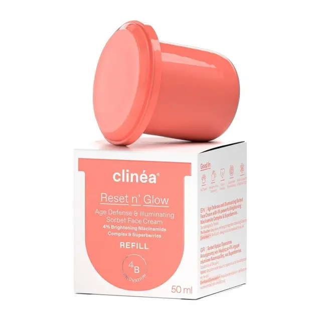 Clinea Reset N' Glow Sorbet Refill Κρέμα Προσώπου Ημέρας για Αντιγήρανση & Λάμψη με Νιασιναμίδη & Πρεβιοτικά, 50ml