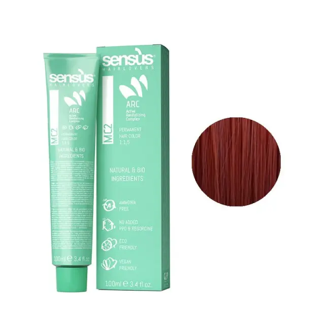 Sensus MC2 Permanent Hair Color 5.55 Intense Red Light Brown 100ml - (μόνιμη βαφή χωρίς αμμωνία έντονο κόκκινο καστανό ανοιχτό)