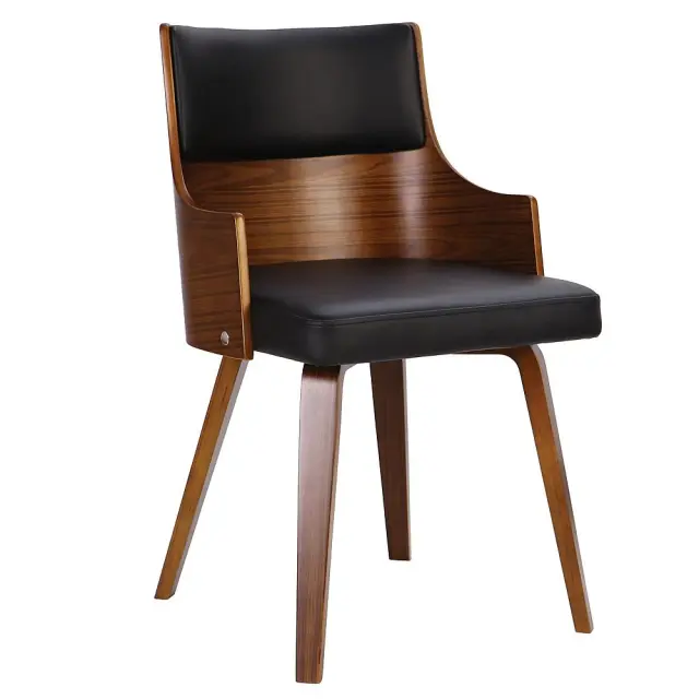 Πολυθρόνα EMERSON Καρυδί/Μαύρο Ξύλο/PVC/PU 48x53x79cm