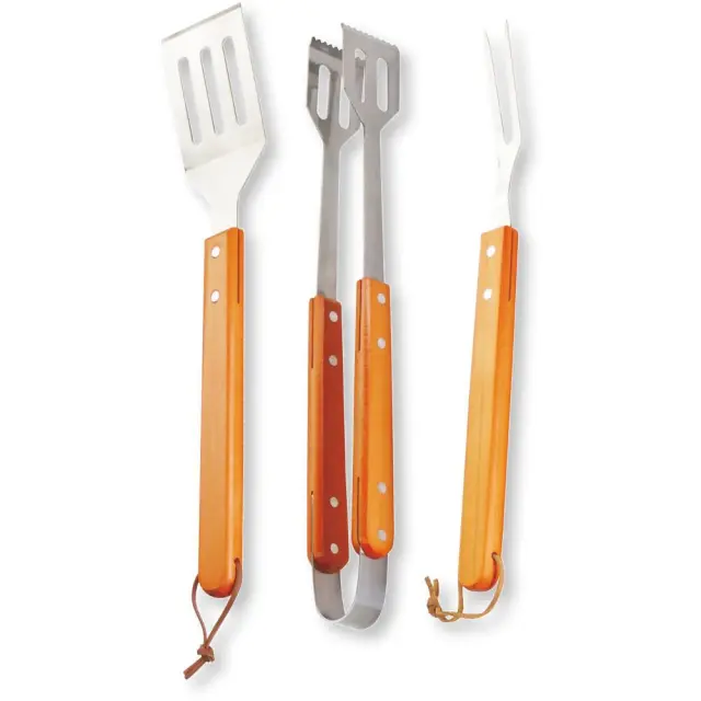 Σετ Εργαλείων Grill Fieldmann FZG 9018 3 Τεμ. με Σπάτουλα, Τσιμπίδα και Πιρούνα απο Ανοξείδωτο Ατσάλι και με Προστατευτική Λαβή απο Bamboo