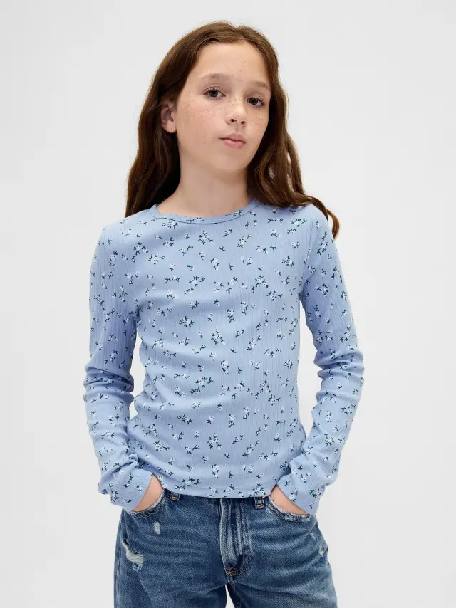 Παιδική Ριμπ Μπλούζα Light blue floral