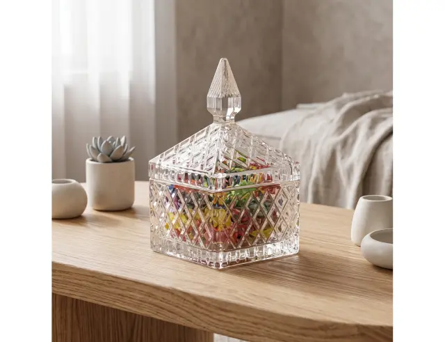 Διακοσμητική Φοντανιέρα Home Deco Factory με καπάκι και διαστάσεις 9.9x9.9x15.3cm KA6235