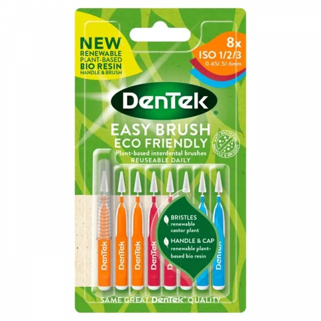 Dentek Easy Brush Μεσοδόντια Βουρτσάκια ISO 1/2/3, 0.45/0.5/0,6mm Συσκευασία Mix Μεγέθη 8τμχ