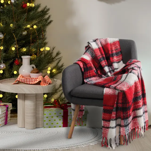 Κουβέρτα Καναπέ 130x170 330gsm Xmas Das Home 1379 Red-Black 100% Πολυέστερ