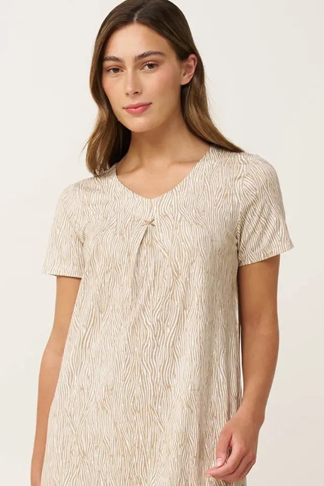 Καλοκαιρινό Νυχτικό Micromodal με Πιέτα Vamp 24018 BEIGE TAUPE 2