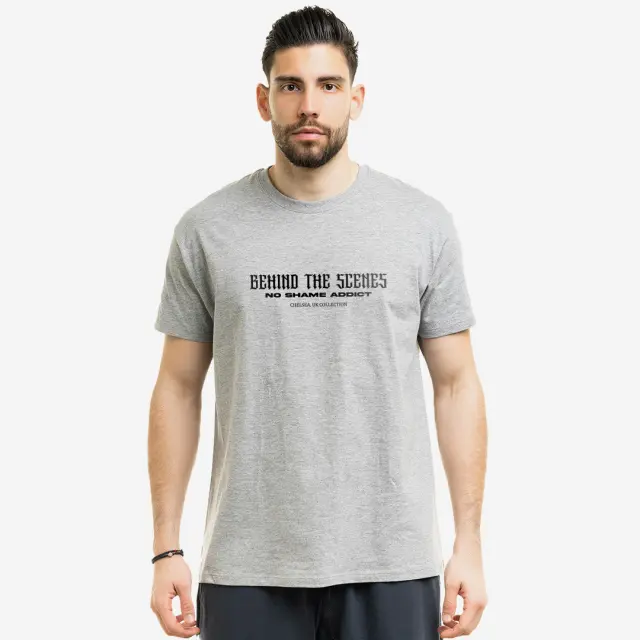 T-shirt Noshame® Γκρί με τύπωμα Behind the Scenes - 122347 - XXL