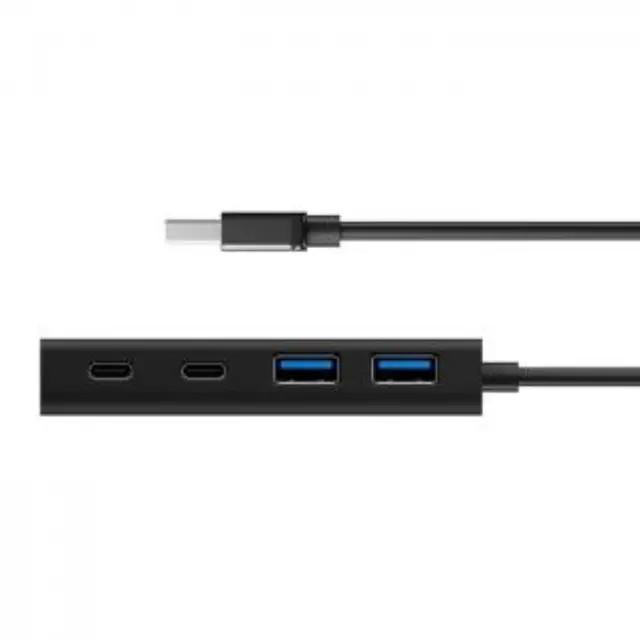 USB 3.0 Hub αλουμινίου, µε συνδέσεις 2x θύρες Type-A + 2x θύρες Type-C σε μαύρο χρώμα. 3