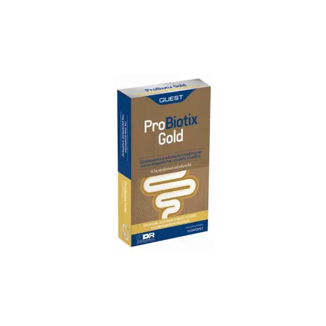 QUEST ProBiotix Gold Ενισχυμένο Συμπλήρωμα Προβιοτικών με 8 Διαφορετικά Στελέχη για την Καλή Λειτουργία του Εντέρου 15 κάψουλες