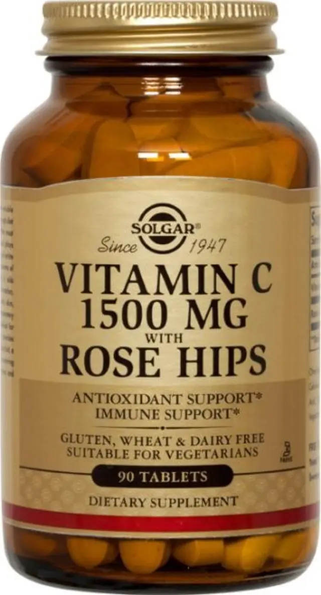 Solgar Vitamin C with Rose Hips Βιταμίνη για Ενέργεια + Ανοσοποιητικό 1500mg 90 ταμπλέτες