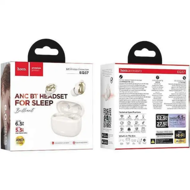 Wireless earphones for sleep ANC Hoco EQ37 white star