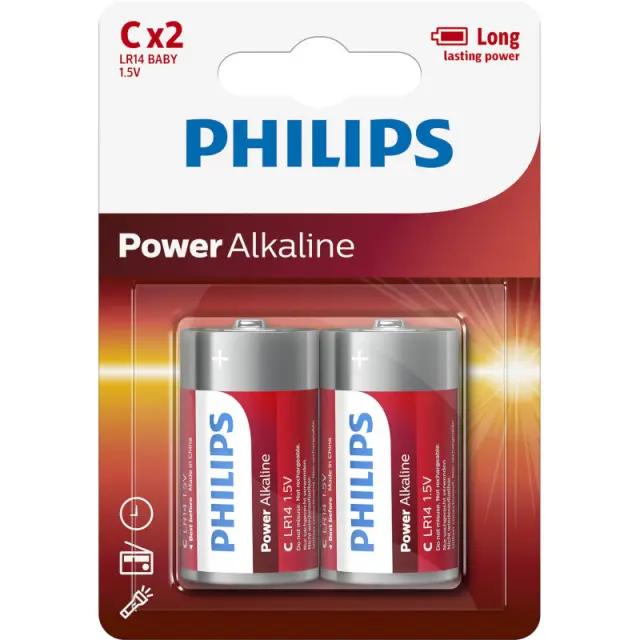 Philips Power Αλκαλικές Μπαταρίες C 1.5V 2τμχ (LR14P2B/10) (PHILR14P2B-10)