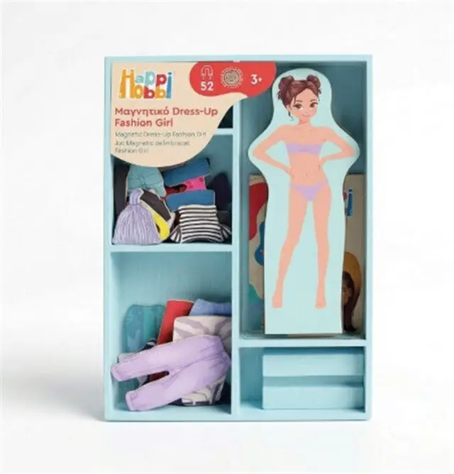 HappiHobbi Μαγνητικό Dress Up Magnet Wooden Doll Fashion Girl / 1029-64095 (AS Company)