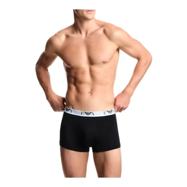 Emporio Armani Ανδρικό Boxer Bold Eagle Logo Waistband - Τριπλό Πακέτο, Χρώμα Μαύρο-Μαύρο-Μαύρο 2