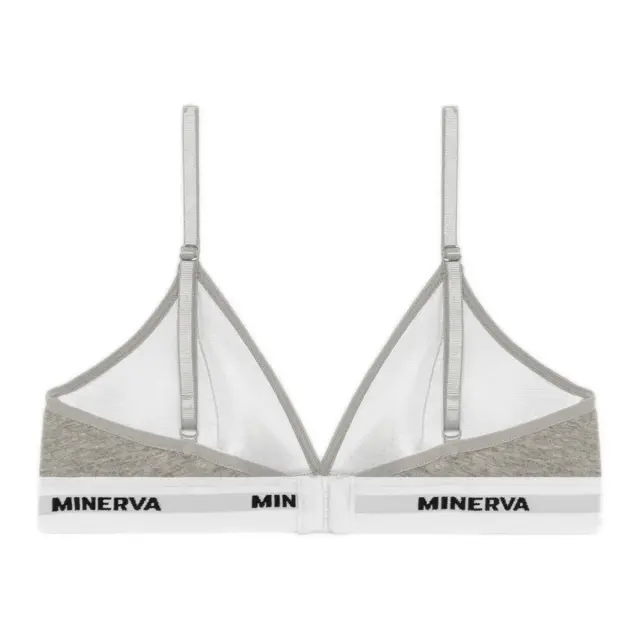 Minerva Εφηβικό Σουτιέν Τρίγωνο με Ενίσχυση & Εξωτερικό Λάστιχο, Χρώμα Γκρι Μελανζέ 2