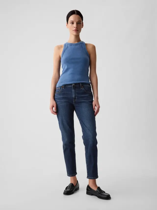 Μπλε Mid Rise Girlfriend Τζιν Washwell Dark wash