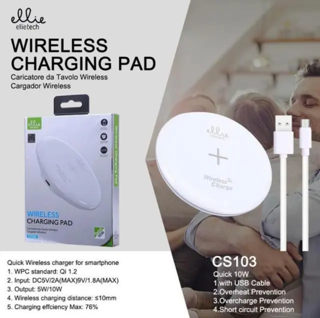 Ασύρματη βάση φόρτισης κινητού ellietech CS-103 άσπρη 2