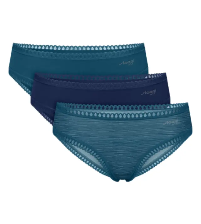 Sloggi Βαμβακερά Σλιπ Go Crush Hipster Συνδυασμός Blue-Jeans 3-Pack