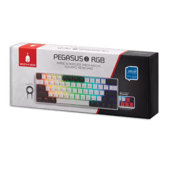 Spartan Gear - Pegasus 2 RGB Wired Wireless 63 keys Mechanical Gaming Keyboard (color: White/Grey) 3