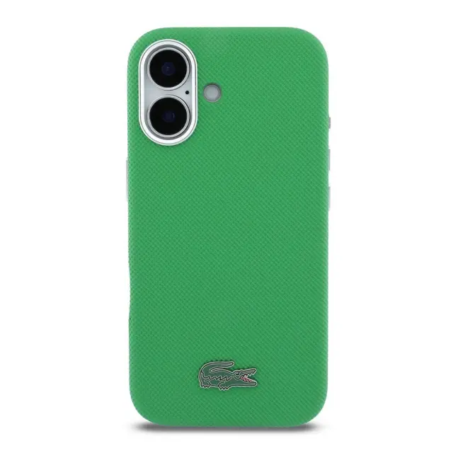 Lacoste PVC Iconic Petit Pique Metal Logo MagSafe Case for iPhone 16 Estragon Green 3