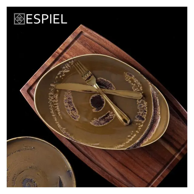 Πιατέλα Espiel Typhoon Καφέ TLW107K4 36x24,5x2,5εκ 2