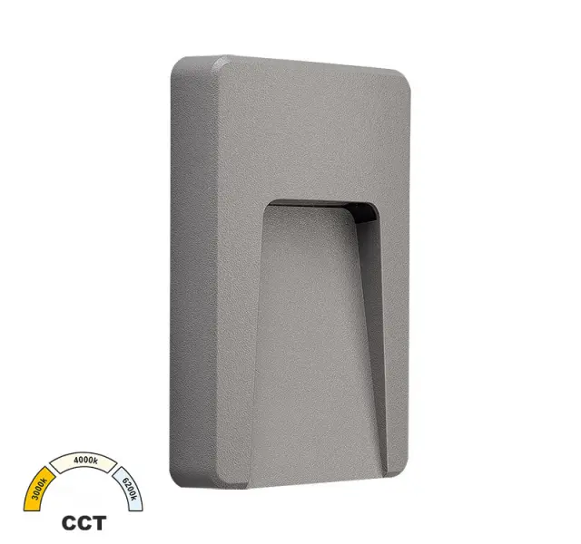 LED ΦΩΤΙΣ.PC ΕΠΙΤΟΙΧΟ ΕΜΜΕΣΟΥ ΟΡΘΟΓΩΝΙΟ 3W CCT IP65 ΓΚΡΙ