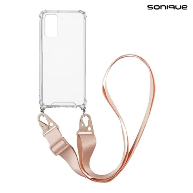 Sonique Θήκη Σιλικόνης με Strap Armor Clear για Samsung Galaxy A13 5G / A04s - Ροζ