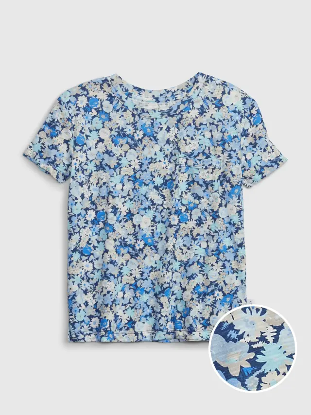 Multi Παιδική Φλοράλ Pocket Μπλούζα ditsy blue - M
