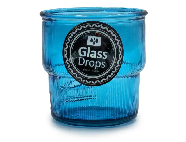 Ποτήρι Glass Drops Ribbed (2415DB09) Από ανακυκλωμένο γυαλί, Χωρητικότητας 300ml, Διαστάσεων Ø 9 x Υ 9 cm, Aqua Blue 2415DB09 3