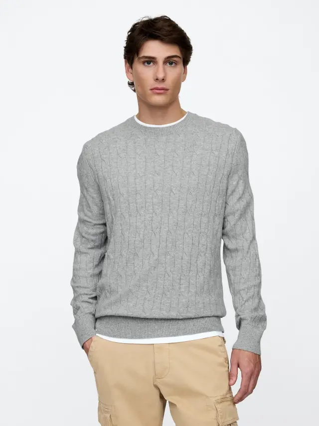 Γκρι Cashsoft Πλεκτό Πουλόβερ heather grey