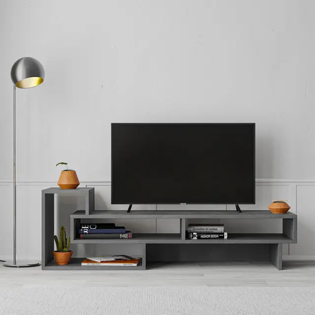 Έπιπλο τηλεόρασης Tetra Megapap χρώμα γκρι ρετρό 136,7x40x42εκ.
