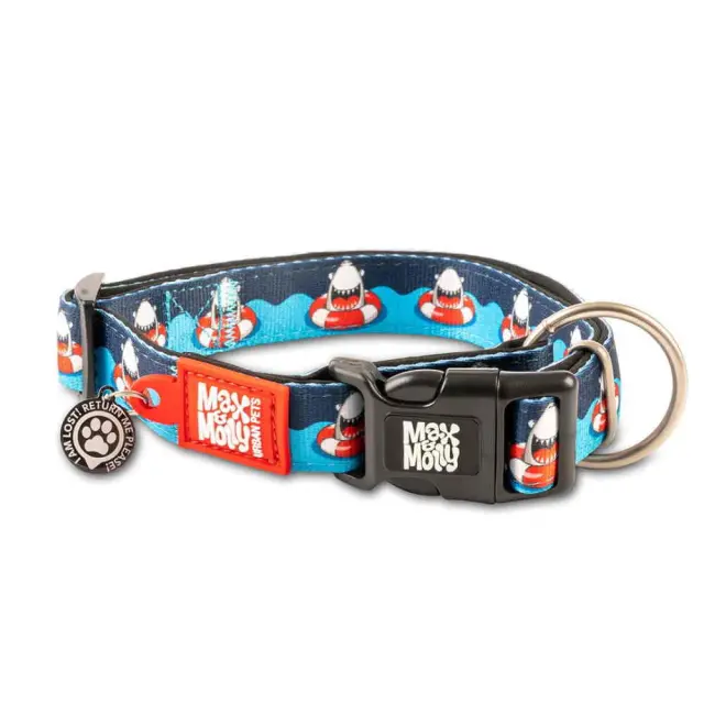 Max & Molly Περιλαίμιο Smart ID Collar Frenzy the Shark/L Μπλε - XS