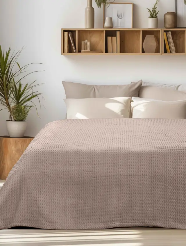 Κουβέρτα Πικέ PIKONA BROWN MADI 170 x 240 εκ.