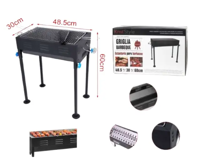 KMT Style Φορητή Ψησταριά Κάρβουνου για BBQ 48.5x30εκ. Μαύρη 2