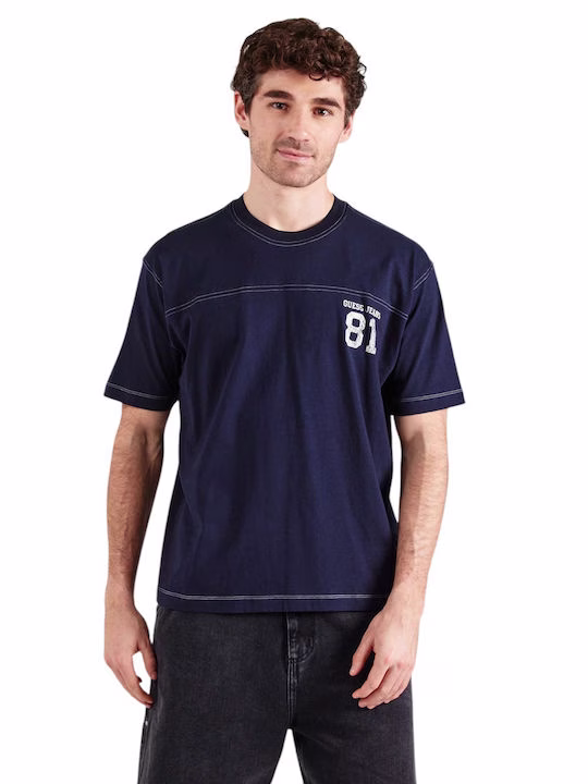 Guess T-shirt Mπλέ Σκούρο Μπλε Σκούρο