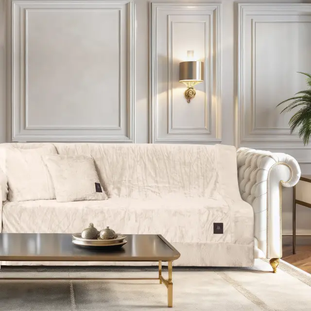 Ριχτάρι Διθέσιο 180x250 Velvet Premium Greenwich Polo Club 3968 Ivory 100% Πολυέστερ