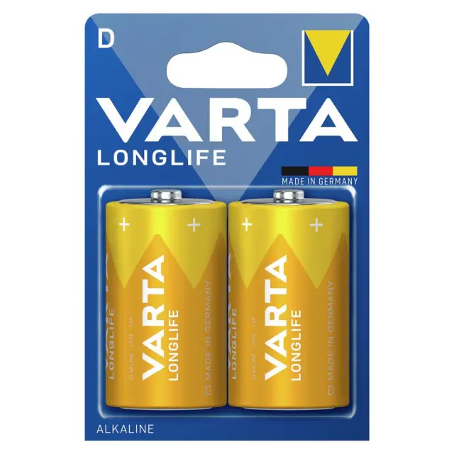 Μπαταρία αλκαλική 1,5V Μεγάλη (size D) LR20 (Συσκευασία 2τεμ.) VARTA Longlife 4120101412