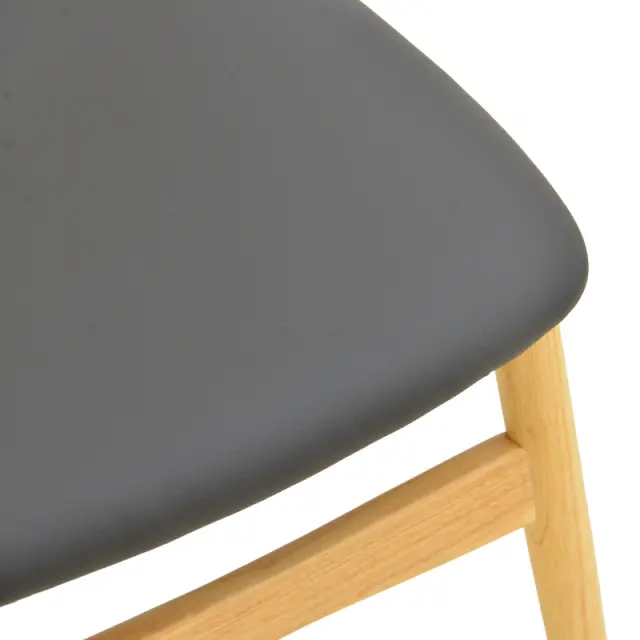 Καρέκλα Cardith pakoworld rubberwood-plywood σε φυσική απόχρωση-pu μαύρο 48x51x78εκ 2