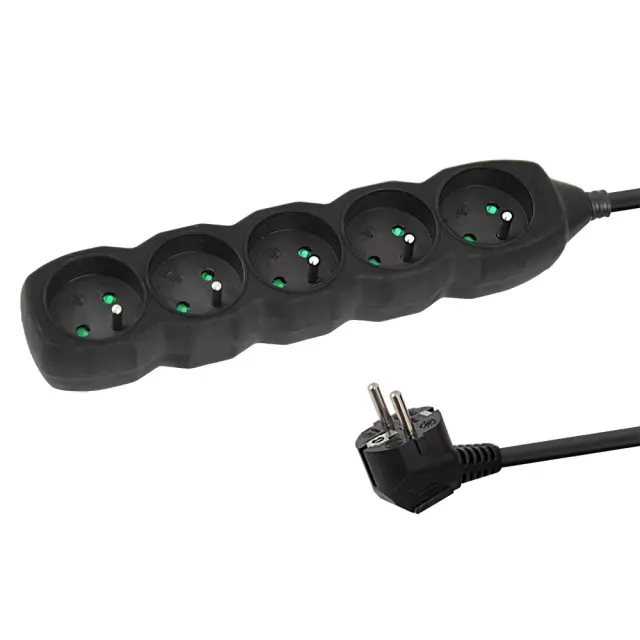 Esperanza ELK208K Power strip 5GN/3M Black