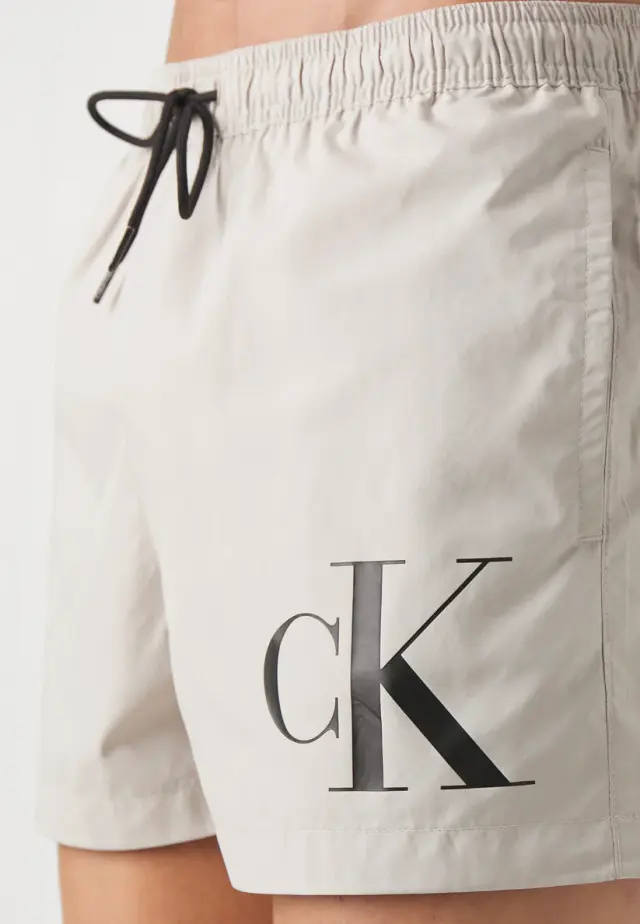 Calvin Klein - Ανδρικό Μαγιό Σορτς Μεσαίου Μήκους Με Κορδόνι KM0KM00967-PE0 Μπέζ - S 3